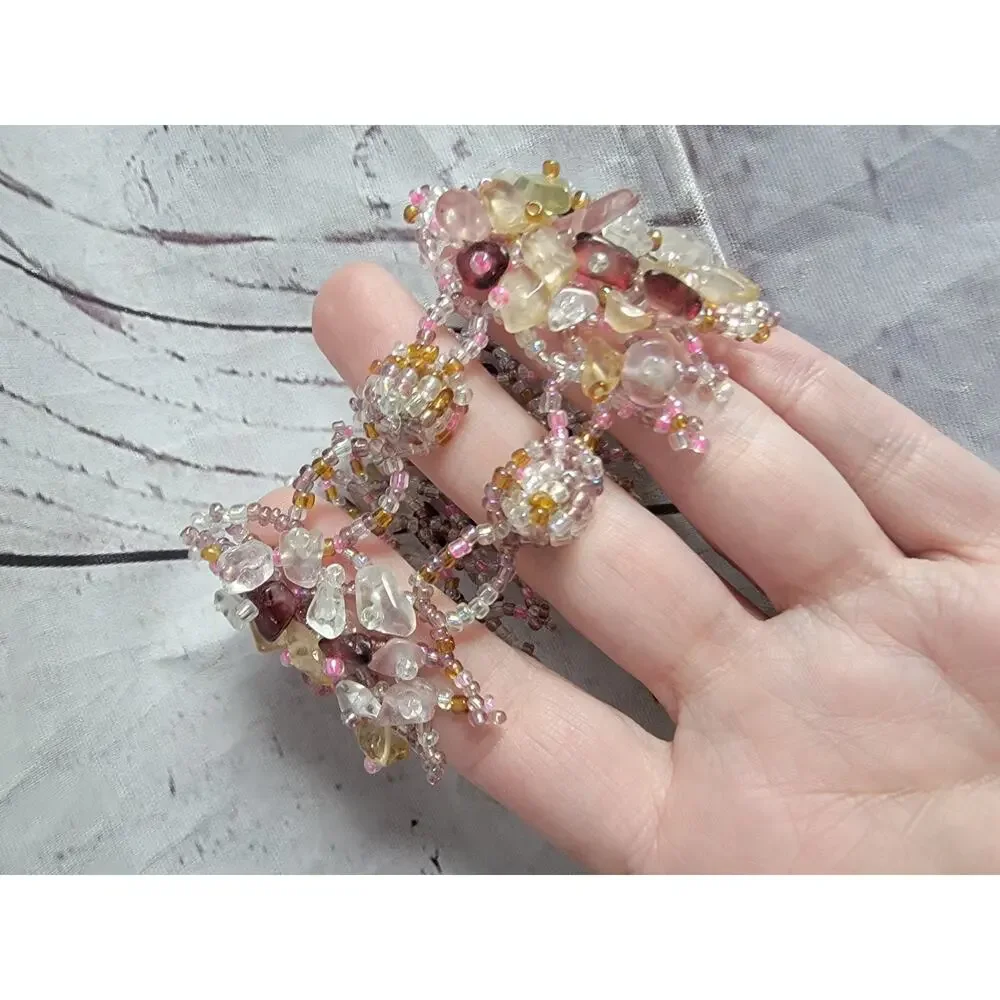 multi-colored beaded bracelet blend of pink purple Clear Yellow Beads